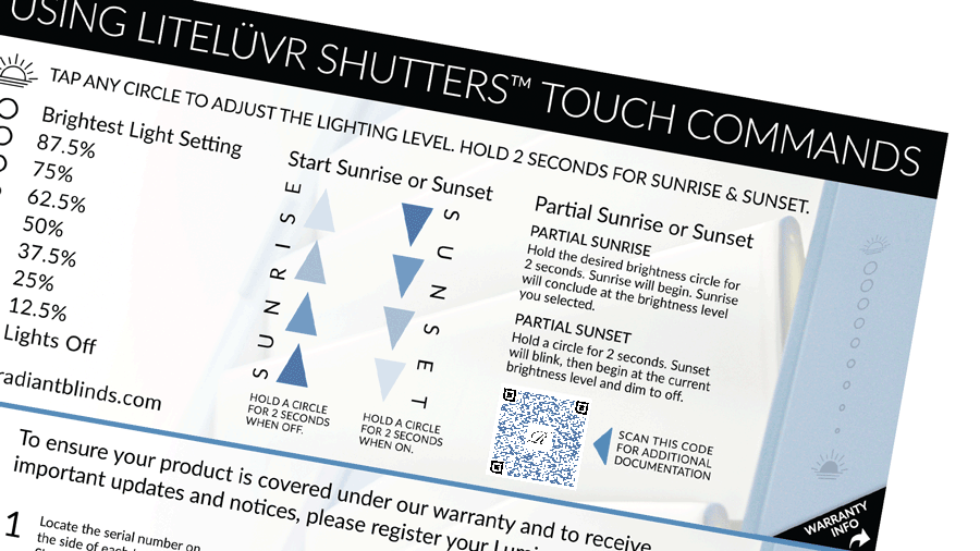 Lumina Shutters Touch Control Guide